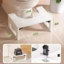 AmazerBath 7 Inches Bamboo Toilet Stool Squat for Adults, Foldable Poop Stool for Bathroom, 0.79" Thickness Potty Step Stool with Non-Slip Strip, No Assembly Required, Space-Saving, White
