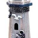 Lighthouse Decor Nautical Decoration Wood Light House Figurine Beach House Coastal Decor Table Ocean Seaside Theme Home Lake House Bathroom Shelf Centerpiece 10.25" Blue