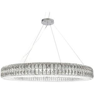 REVIKA LED Chandeliers, Modern Luxury Crystal Chandelier Round Chandelier Stainless Steel Pendant Light for Closet Kitchen Island Dining Table Pendant Light (Color : Silver, Size : 110cm*13cm)