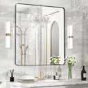 Fun Memories Black Bathroom Mirror 40"X36" Bathroom Vanity Mirror, Metal Black Frame Large Mirror, Modern Wall Mirror for Bathroom, Tempered Glass, Farmhouse Mirror, Horizontally or Vertically (40"L x 36"W, Black)