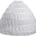 VeMee Full 6 Hoop Skirt Floor Length Crinoline Underskirt Wedding Dress Petticoat (One Size)