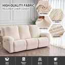 Genina Recliner Sofa Cover Stretch Couch Covers, Sofa Slipcover for Reclining Couch Thick Jacquard Furniture Protector Washable (Beige, 3 Seat)