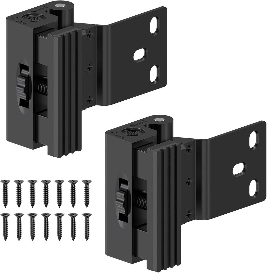 Home Security Door Reinforcement Lock, Screw Mounted Safety Latch Inside Stopper for Inward Swinging Front Door, Apartment & Hotel - Withstand 800 lbs Stop Flip Lock (Black-2PCS)