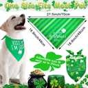 2 x St. Patrick's Day Dog Bandanas 3Pack Lucky Shamrock Costume, Kiss Me I'm Irish Triangle Bibs Adjustable Pet Scarf Accessories for Dogs Cats Medium Green Kerchief Happy Holiday Supplies Outfit