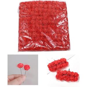 Mini Roses Artificial Flowers,Mini Roses for Crafts,Miniature Flowers for Dollhouse, for Gift Decoration, Handicraft DIY Flowers,Dollhouse Dcor (144, Red)