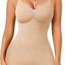 Irisnaya Women Slimming Bodysuits Shapewear Tops Tummy Control Body Shaper Spaghetti Strap Camisole Leotards Bodycon Jumpsuit (Medium/Large, Beige Mid Thigh)