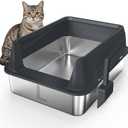 AIPERRO Stainless Steel Litter Box with Lid, Large Metal Cat Litter Box