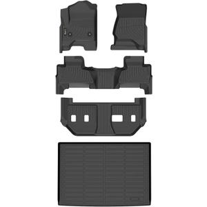 Floor Mats & Cargo Liner Custom for 2015-2020 Chevy Suburban/GMC Yukon XL (with 2nd Row Bench Seat) All Weather Protection TPE Floor Liners 1st& 2nd& 3rd Row Full Set Accessories-Black