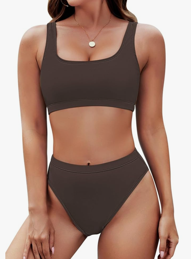 Pink Queen Women's Crop Top High Waisted Cheeky Bikini Set Two Piece Swimsuits Size S