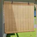 Bamboo Roller Shades Roman Shades for Window: Bamboo Blinds for Interior Windows and Outdoor Patio,Roll Up Blinds for Indoor Porch Light Filtering Sunshade,Easy to Install 24" W X 48" H