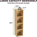4 Tier Bookshelf, Freestanding Corner Storage Shelve Book Case for Narrow Space, 4 Cube Storage Organizer Small Bookcase for Home Office Living Room (Oak, 4 Cube)