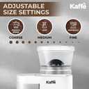 Kaffe Electric Burr Coffee Grinder (5.5oz) w/Adjustable Coarseness Settings - Flat Burr - [New Upgraded Motor ] - Precision Coffee Bean Grinder for Home Use - White