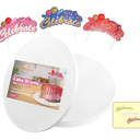 16 Inch Cake Drums with Banner Cake Topper-White(3-Pack) Cake Board Round 1/2 Inch Thick Cake Boards Sturdy, Greaseproof for Birthday Wedding Multi-Tiered Party Cake Boards by GoldenBakeryFamily