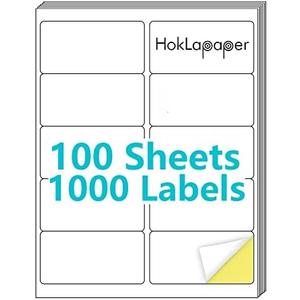 Hoklapaper 2" x 4" Shipping Labels,Printable White Mailing Labels for Laser/Inkjet Printer,Permanent Adhesive Sticker Labels(100 Sheets,1000 Labels)