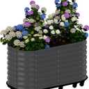 GarveeLife 95" Raised Garden Bed with Water Tank & Wheels - Large Mobile Galvanized Steel Planter Box, Elevated Design for Patio, Balcony & Indoor Gardening, Gray (59x24x28 Inch)