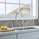 3 Hole or 4 Hole Two Handle Kitchen Faucet with Side Sprayer, Commercial Lead-Free Brushed Nickel Kitchen Sink Faucets for Rv Sinks with High-Arc Spout & Side Sprayer, VADR0004L