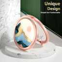 2 x Nipichsha Compact Mirror, Pocket Travel Makeup Mirror, 2 - Sided 2X / 1X Magnification, Small Folding Portable Handheld, 2.75 in Rose Gold, Watercolor Sunrise