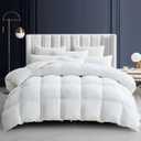 Maple&Stone King Feather Down Comforter Heavyweight White Down Duvet Insert Ultra Soft 100% Cotton Cover Fluffy King Comforter 106 x 90 Inches