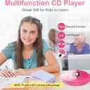 【𝟐𝟎𝟐4 𝐔𝐩𝐠𝐫𝐚𝐝𝐞𝐝】 MONODEAL Rechargeable CD Player with Speakers, Anti-Skip CD Player for Car and Home, Portable Player with Headphones for Audio Book Music (Rose Red)