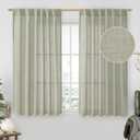 LAMIT Sage Grey Linen Curtains 54 Inch Length 2 Panels, Light Filtering Panels Back Tab and Rod Pocket Neutral Drapes for Kitchen/Window/Bedroom, 52 x 54 Inch