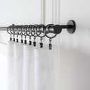 Cambria Designer Satin Black Fixed Length Luxury Curtain Rod - 4.5 ft