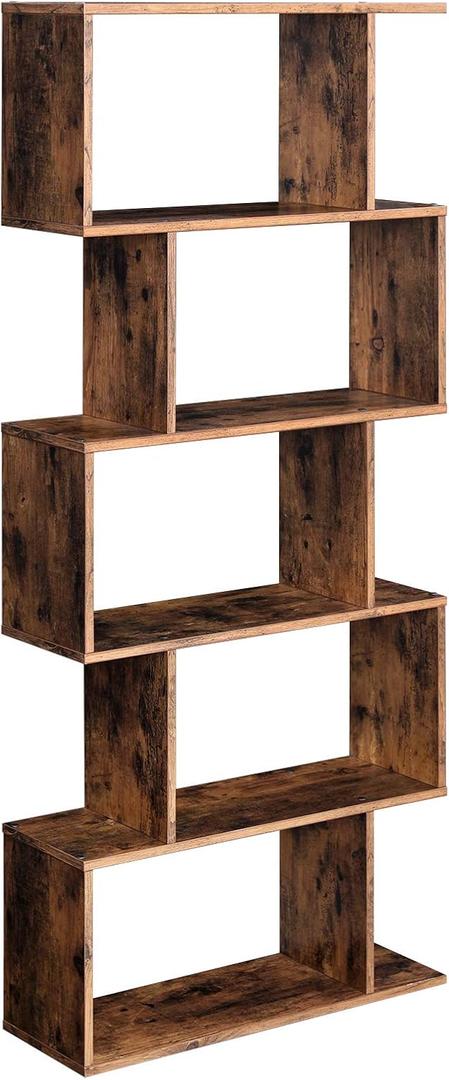 VASAGLE Bookcase, 5-Tier Bookshelf, Display Shelf and Room Divider, Freestanding Decorative Storage Shelving, Rustic Brown ULBC62BX, 27.6L x 9.4W x 62.6H (70 x 24 x 159 cm)