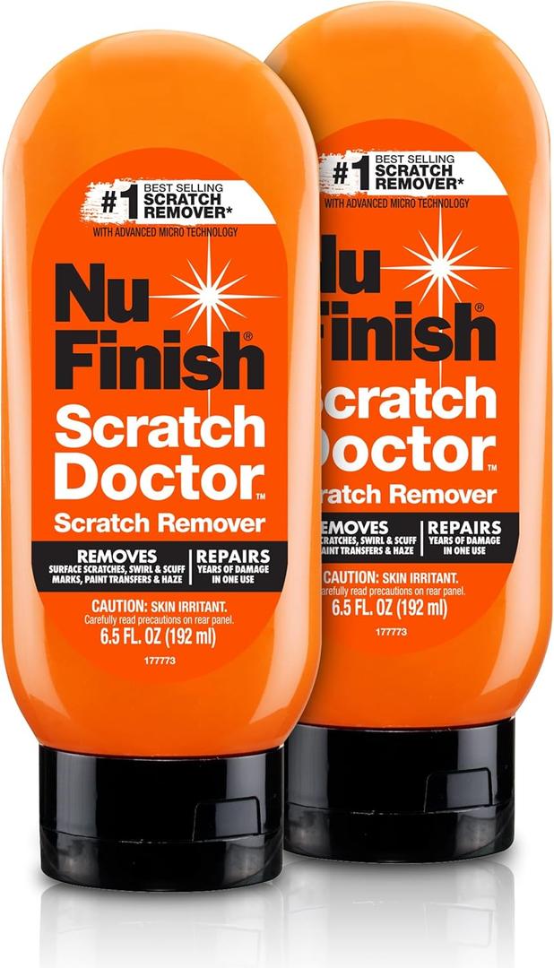 Nu Finish Car Scratch Remover, Scratch Removal for Cars Eliminates Paint Scrapes, Scuffs, Haze and Swirls on Cars, Boats and Motorcycles, 6.5 Oz, White (Pack of 2)