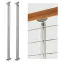 2 Pack Cable Railing Post Stainless Steel Adjustable Angle Intermediate Post for 1/8" Deck Cable Railing (2, Slivery, 36inch)