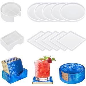12 PCS Silicone Coaster Molds, Resin Casting Coaster Molds, Epoxy Resin Coasters Mold, Suitable for DIY Craft Coasters, Bowl Mats, Home Decoration, Non-Deformable Silicone Mold