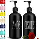Glass Soap Dispenser Set 2 Pack,Contains Hand and Dish Soap Dispenser.Premium 16 Oz Black Kitchen Soap Dispenser Set for Kitchen Sink and Farmhouse Decor