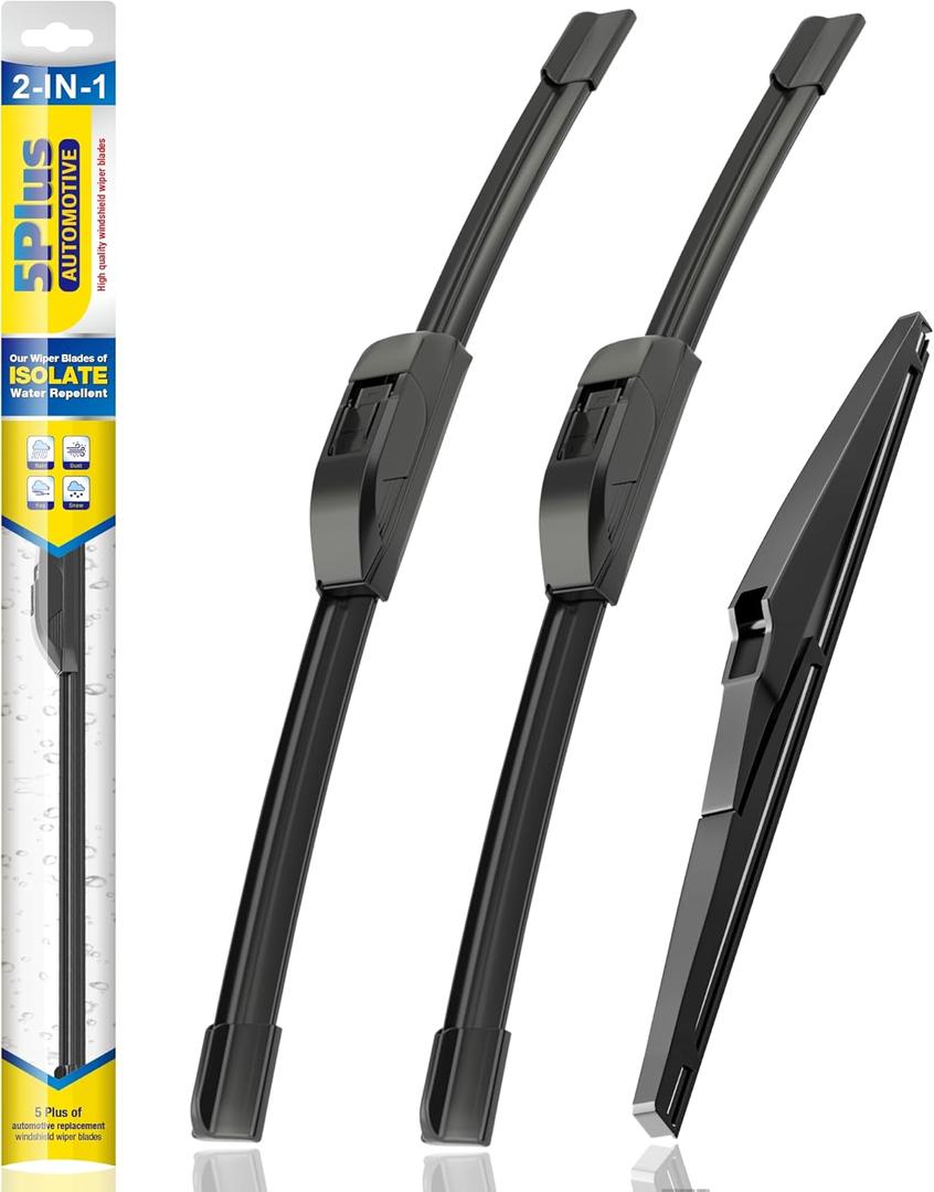 5 PLUS Silicone Windshield Wiper Blades Replacement for 2022-2011 DODGE Durango 2013-2011 Jeep Grand Cherokee Wiper Blades(Set of 3),Automotive Replacement Windshield Wiper Blades-22"/21"/12"