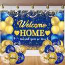 Welcome Home Decorations, Blue and Gold Welcome Home Banner Sign with 5.9x 3.6 Ft We Missed You So Much Banner &18 PCs Balloons for Military Homecoming Returning Welcome Back Party Supplies
