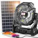 30000mAh Solar Fan with LED Lantern, 10W Solar Panel Rechargeable Battery Powered Camping Fan for Outside, 9 Inch Portable Battery Operated Hurricane Supplies for Picnic, Barbecue, Fishing, Travel