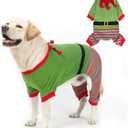 Mihachi Christmas Dog Pajamas, Pet Costume Elf Dog Costume Clothes for Small Large Soft Pet Pjs Winter Warm Jammies Dog Sweater, Stretchy Elf Clown Apparel for Puppy Christmas Party Supplies, Green XL