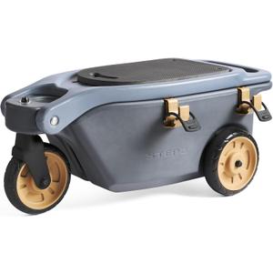 Step2 EverTough Garden Hopper Rolling Gardening Cart with Seat, Heavy-Duty Wheels, Tool Storage, Durable Resin Yard Wagon, Easy to Clean, 300 lb Capacity