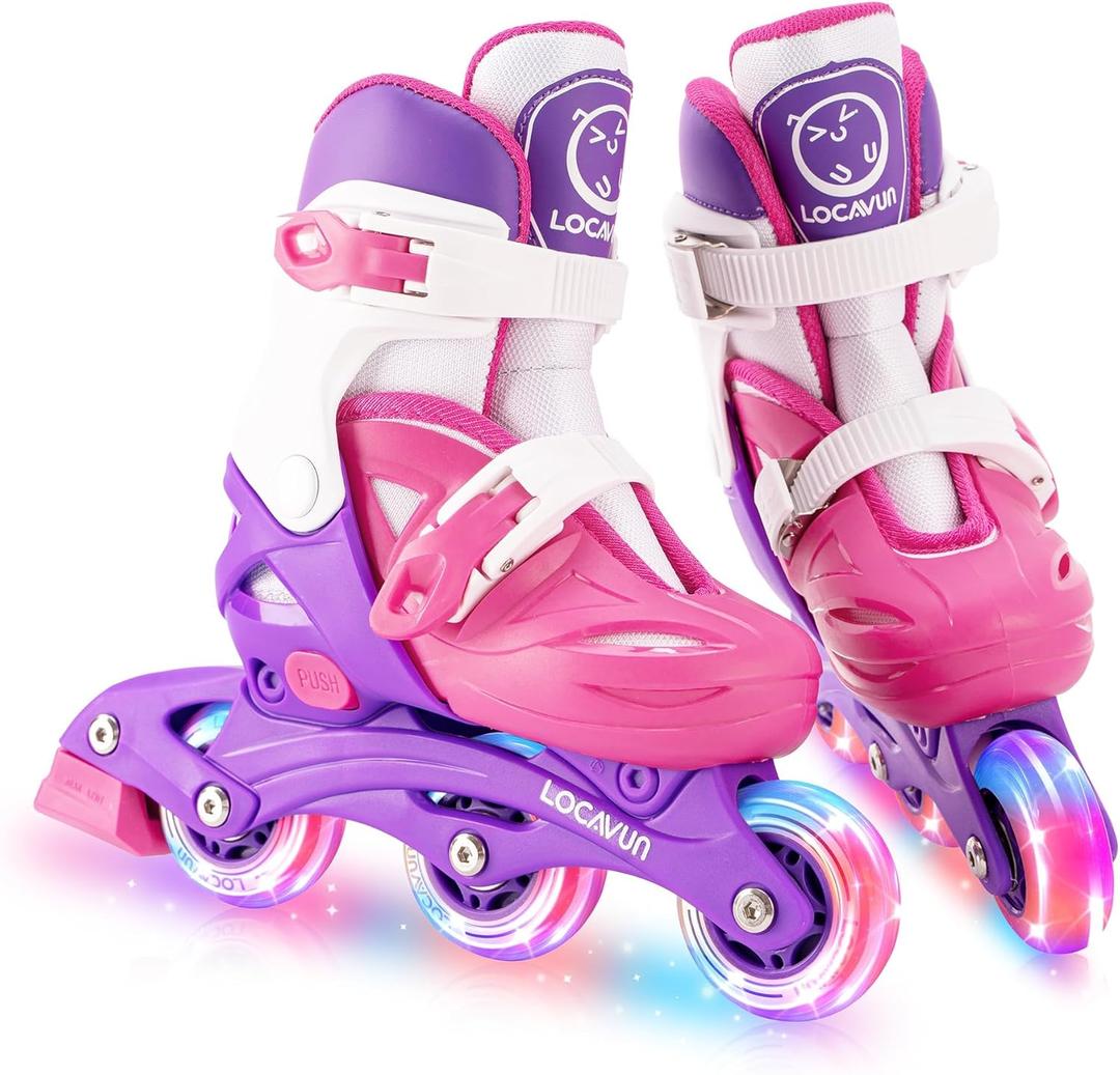 Inline Skates for Girls and Kids, Roller Skates Blades with 4 Size Adjustable Light up Wheels for Kids Girls Beginner Ages 4-8 5-8 6-12 8-12 Indoor Outdoor