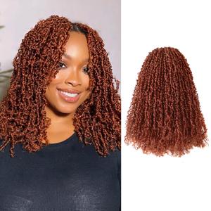 Toyotress Yanky Twist Crochet Hair - 14 Inch 8 Packs (30 Strands/Pcs) Fluffy Spring Mini Twist Passion Twist, Orange Pre-Looped Crochet Braids Braiding Hair (14 Inch, 350#-8P)