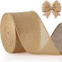Chuangdi 20 Yard 6 Inches Burlap Ribbon Wide Jute Ribbon Natural Burlap Fabric Roll Wired Edge for Wreaths, Christmas Tree Decoration, Big Bow Crafts, Gift Wrapping, Wedding