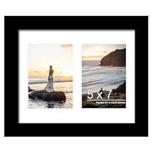 DUENPY 11x14 Picture Frame, 5x7 Collage Picture Frame, Displays Two 5x7 inch Photos, or 11x14 (Without Mat) Available for Wall Mount or Table Top Horizontal and Vertical Display, Black