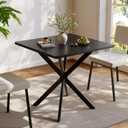 Unovivy 31.5" Small Square Dining Table for 2-4, Space Saving Kitchen Dinner Table, Industrial Compact Modern Dining Room Desk for Kitchen, Apartment, Black