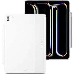 MAGEASY CoverBuddy Magic Keyboard Compatible Case for iPad Pro 11 (2024-2025) M5 & M4 - iPad Case fits Magic Keyboard for 11 inch iPad Pro, Enhanced Thickness & Heat Dissipation (Leather White 5.05)