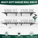 4 Pack 2x3ft Garage Wall Shelves, 24x72 inch Heavy Duty Garage Shelving Wall Mounted Garage Storage Rack, 1400lbs Load Capacity Floating Metal Shelf, Black