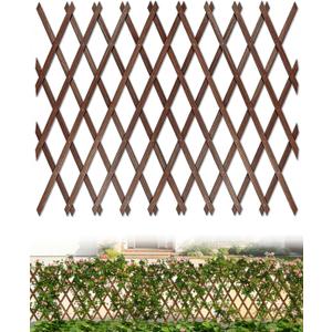 Expandable Wooden Lattice Fence Panel, 1 Pack, 3.2 x 6.1 Ft Large Wood Garden Trellis for Climbing Plants, Outdoor Privacy Fence Wall for Ivy Rose Vine, Patio Yard Balcony Decor