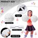WILLBOND 24pcs Cheerleading Pom Poms with Baton Handle,White, 34 cm