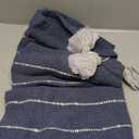 DII Striped Throw Collection Cotton Slub, Hand-Tied Tassels, 50x70, French Blue & Off-White