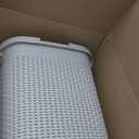Mind Reader Slim Laundry Hamper with Lid, 60L Tall Clothes Basket, Narrow Tapered Design for Bathrooms, Closets and Laundry Rooms, Plastic, Ivory (1 Piece)