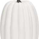 2 Pack Lucakuins 8 Inch Large Artificial Pumpkins DIY White Decorative Foam Pumpkins Cute Fake Pumpkins for Hallween Autumn Harvest Home Decorations (White, 8 in)