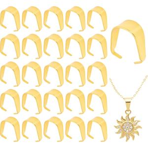 100 PCS Gold Plated Stainless Steel Snap On Bails, 8.5mm Pinch Clip Pendant Connector Charm Clasp for Jewelry Making, Necklace Earring Bracelet Choker Findings(Golden)