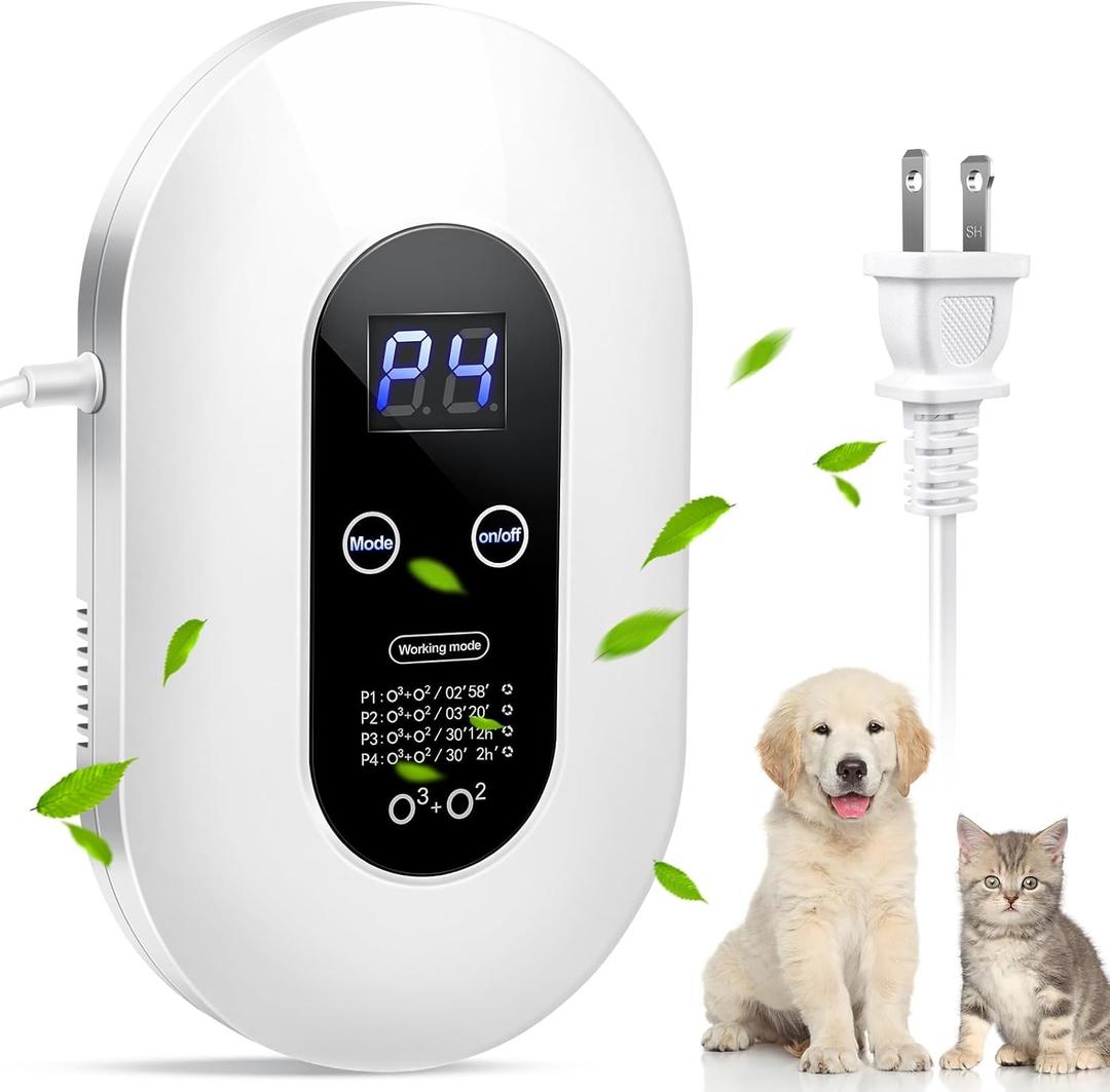 Ozone Odor Eliminator for Strong Odor 99% Cat Litter Deodorizer Dog Poof Odor Removal Air Ionizers Home Plug-in Air Purifier for Bedroom, Toilet, Kitchen, Pets, Shoe, Smoke, Formaldehyde Air Freshener (White)