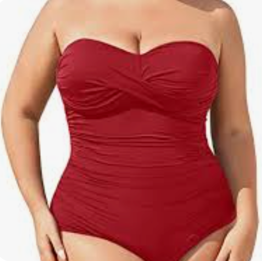 Reform Women's Tummy Control One Piece Swimsuit Bandeau Strapless Bathing Suits, Large